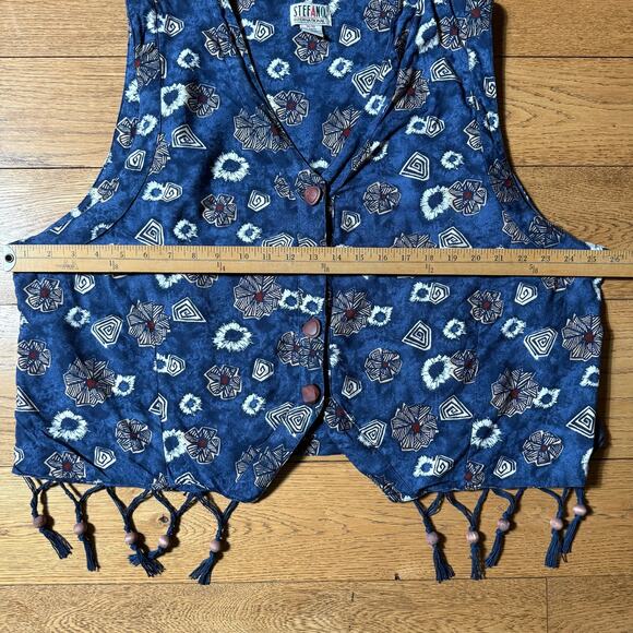 VTG Stefano International Women Vest SZ 26/28 Fringe Beads Art to Wear Abstract - Picture 9 of 10
